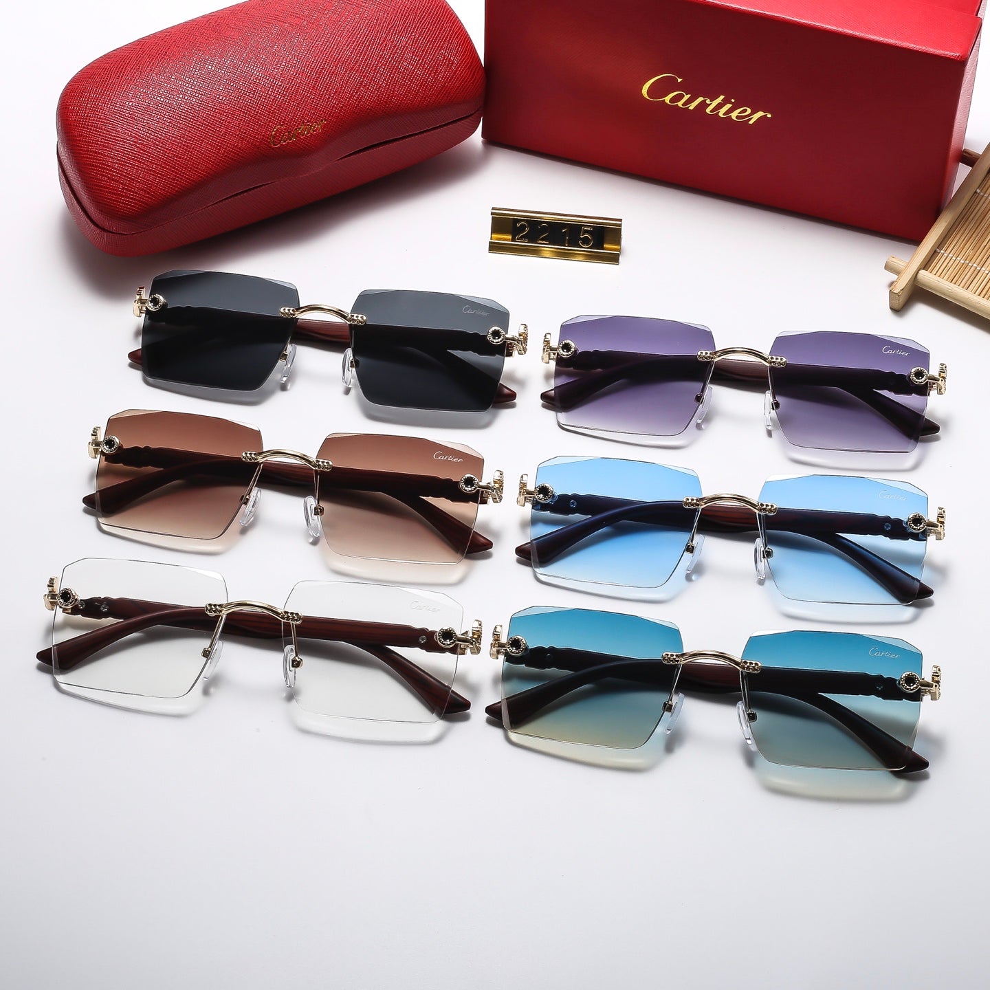 Square frameless leopard head Sunglasses 2215