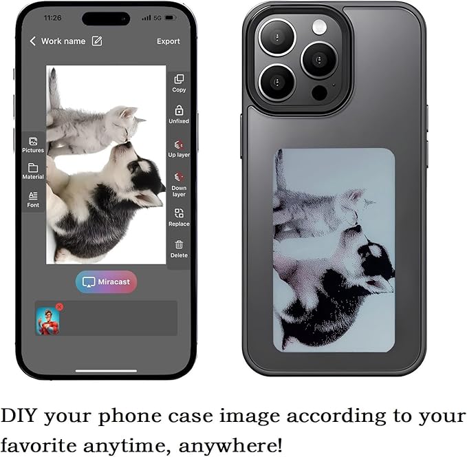 DIY E-Ink Phone Case πππ Operation Smart Photo Rear Projection Customiza Phone Case Instantly Display Photos On The Ink Screen Back Cover Personalize Your Phone case.3.7-inch screen