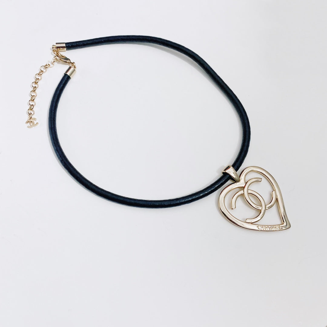 Heart Cutout Leather Necklace