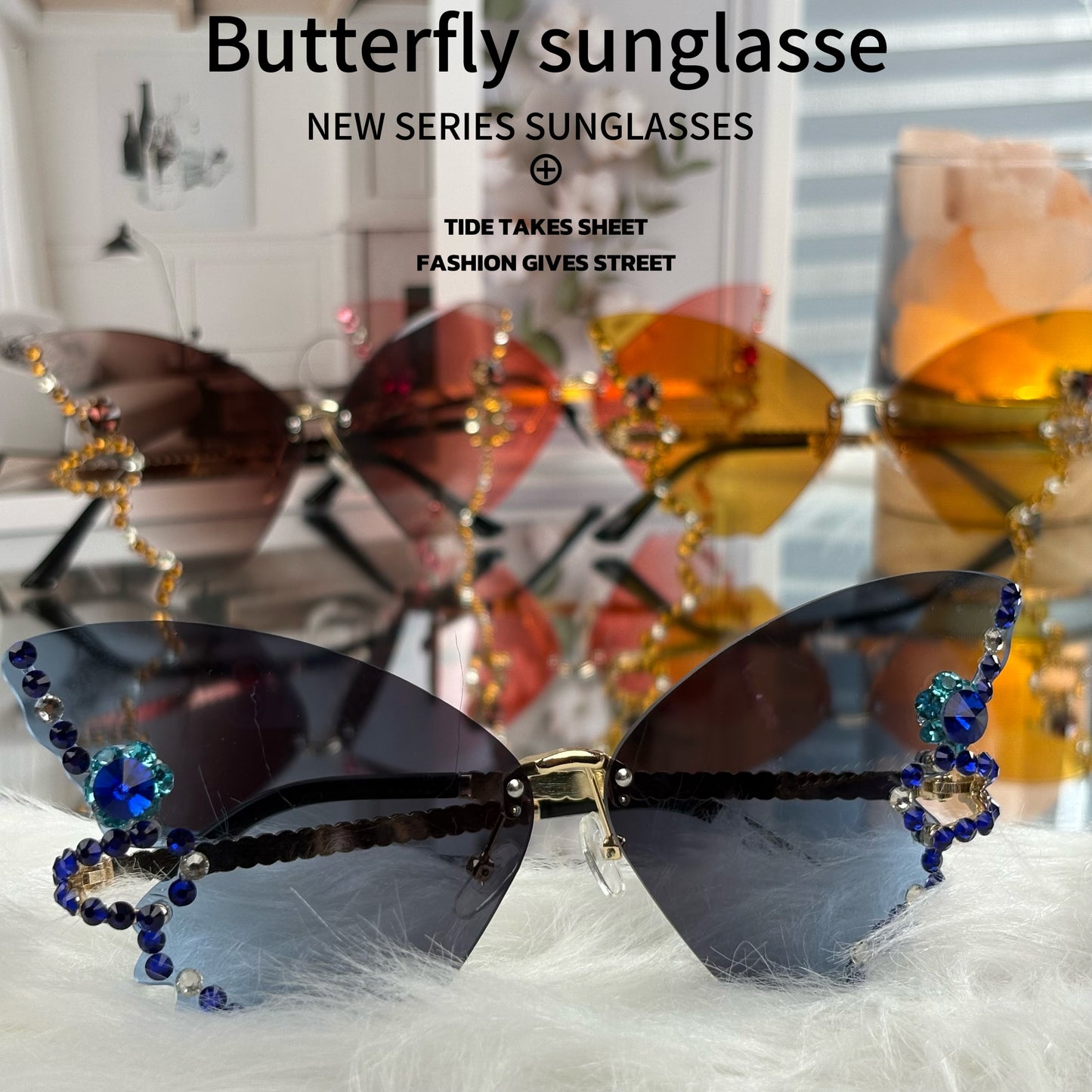 The most popular butterfly sunglasses in summer 2025. Different colors bring you different experiences, suitable for different scenes such as travel, play, party, dance, beach, shopping, etc.