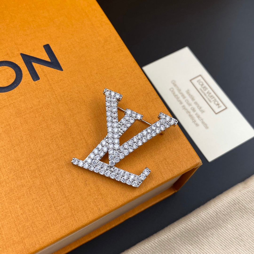Shiny Diamond Letter Brooch