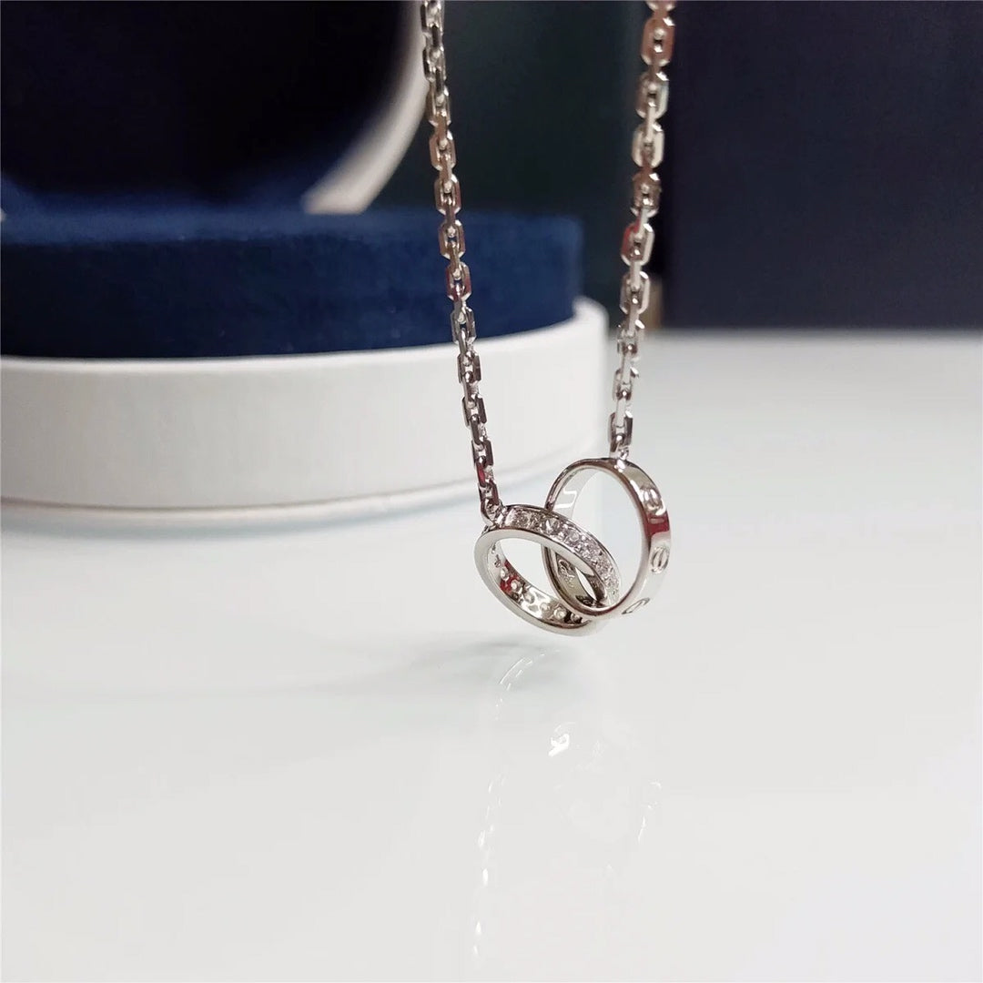 Diamond Double Ring Necklace
