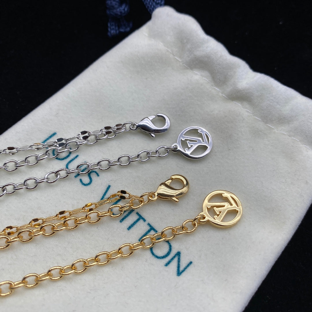 Flower Letter Double Layer Necklace