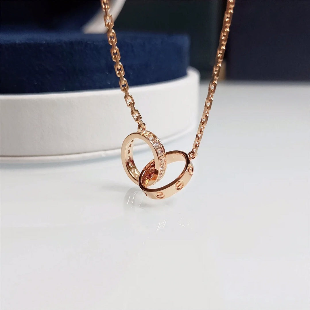 Diamond Double Ring Necklace