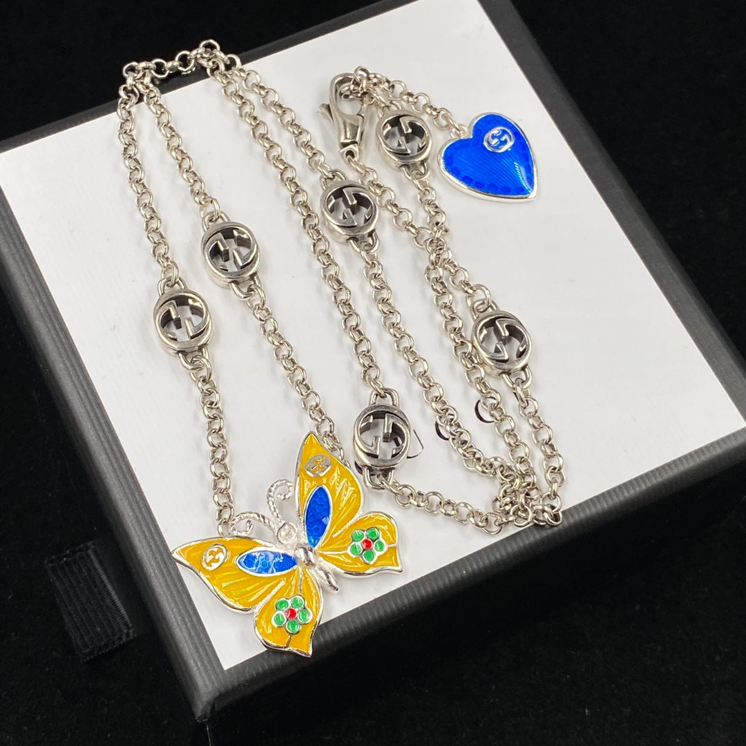 Enamel Craft Butterfly Pendant Necklace