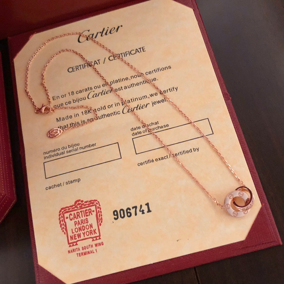 LOVE Full Diamond Double Ring Necklace