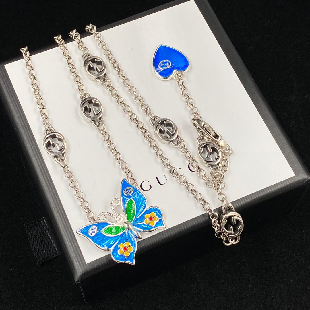 Enamel Craft Butterfly Pendant Necklace