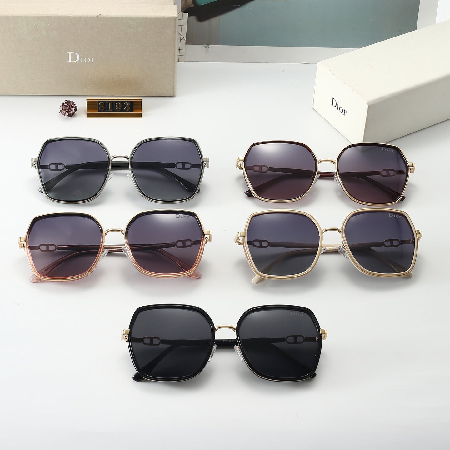 5 colors flat light thin frame sunglasses 8193