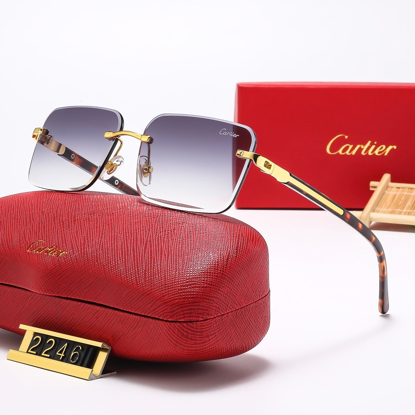 5 colors new frameless plain sunglasses 2246