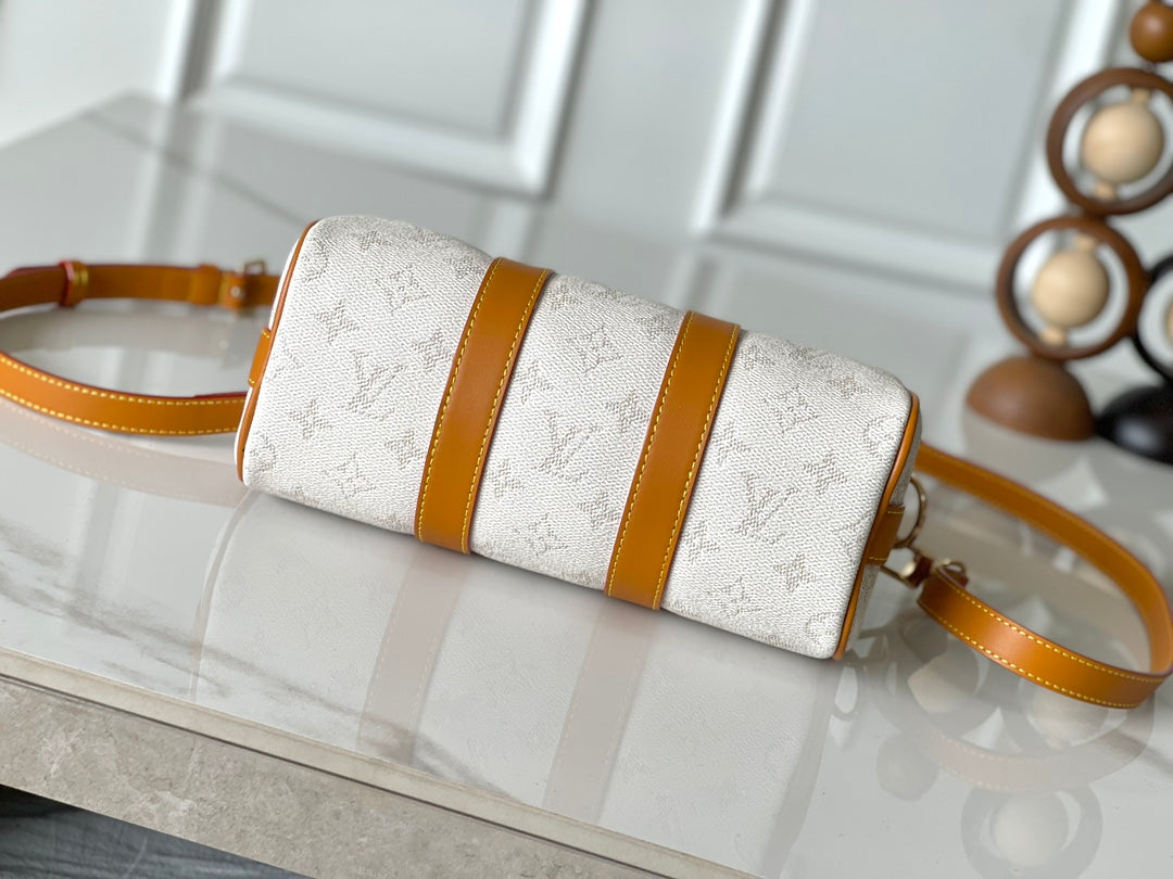 Intricately patterned coated canvas bag