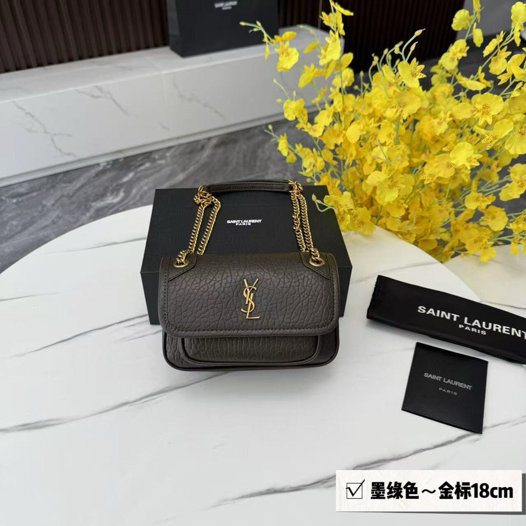 Small crossbody bag with antique gold trim