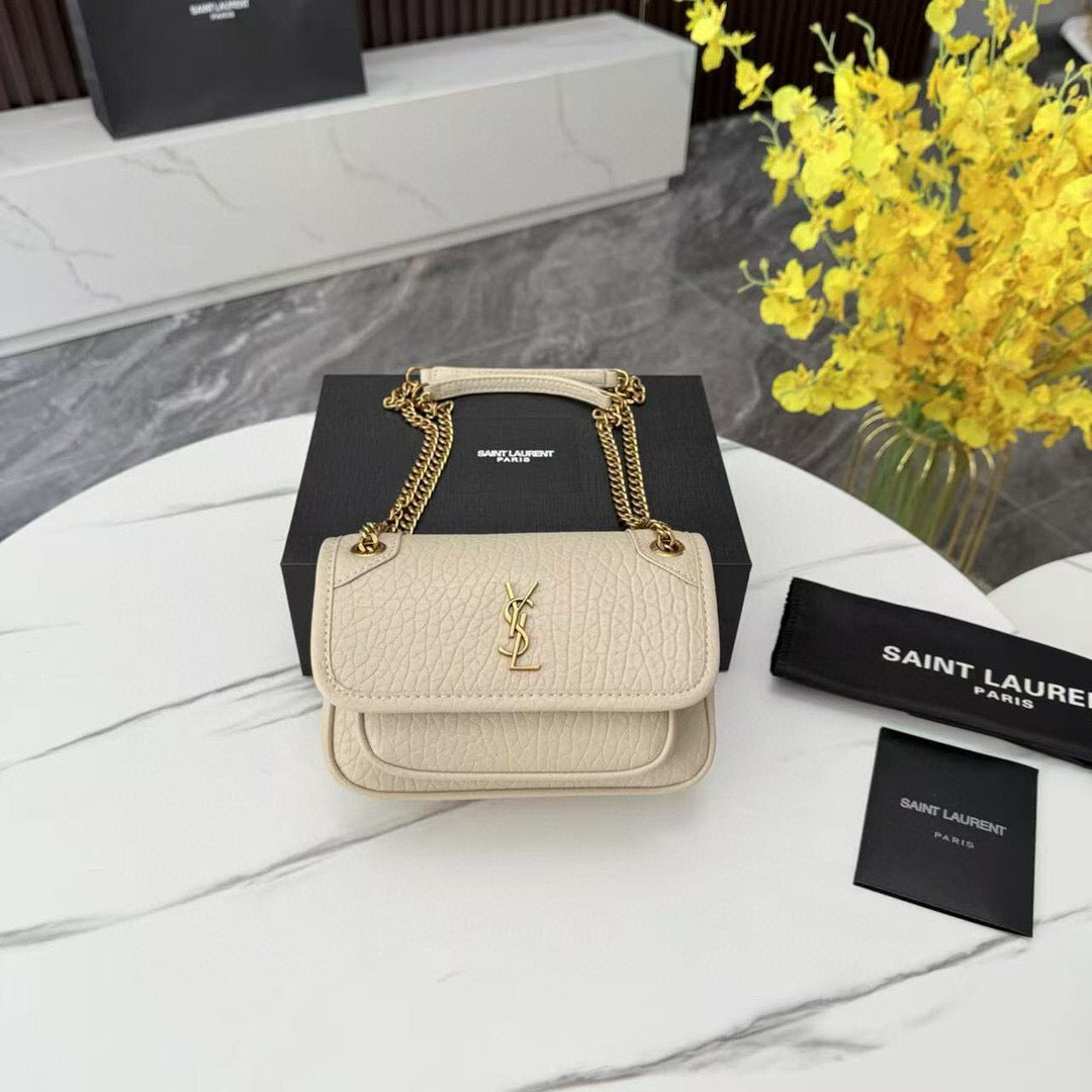 Small crossbody bag with antique gold trim