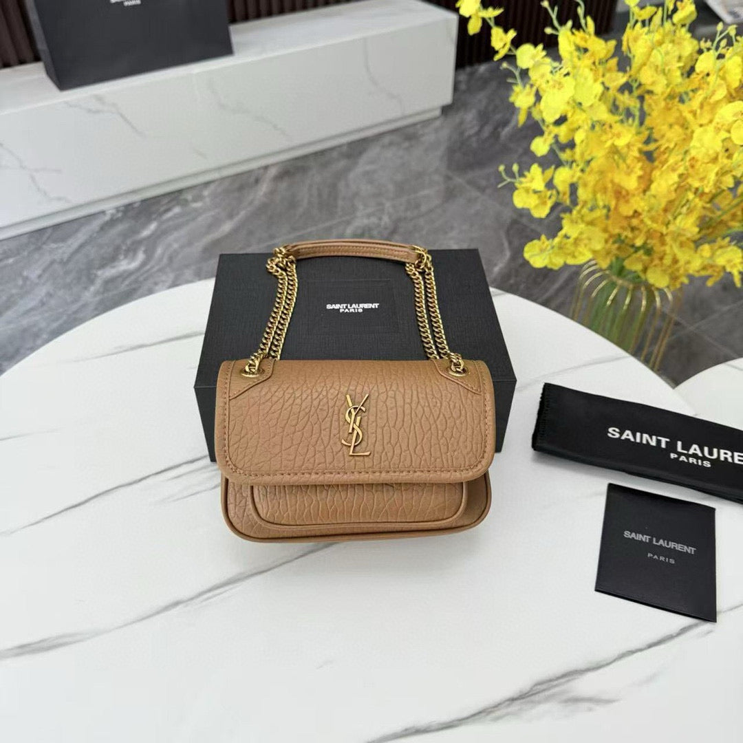 Small crossbody bag with antique gold trim