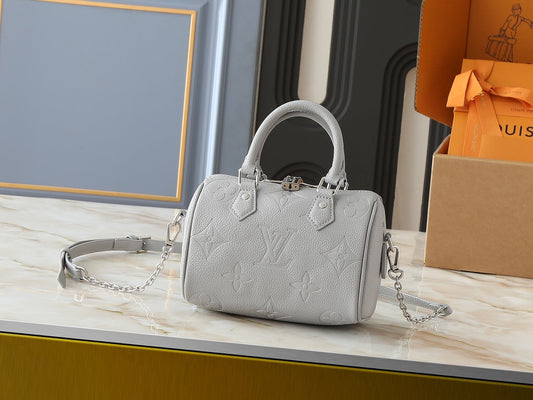 Grey embossed leather bag