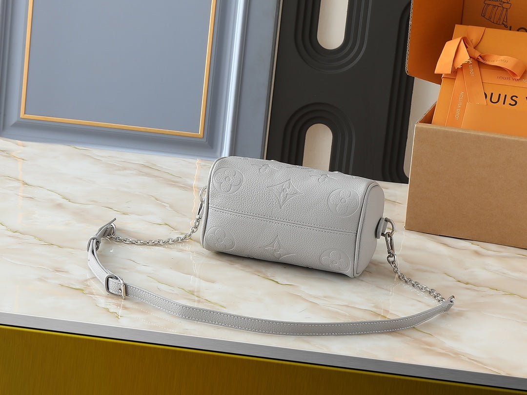 Grey embossed leather bag