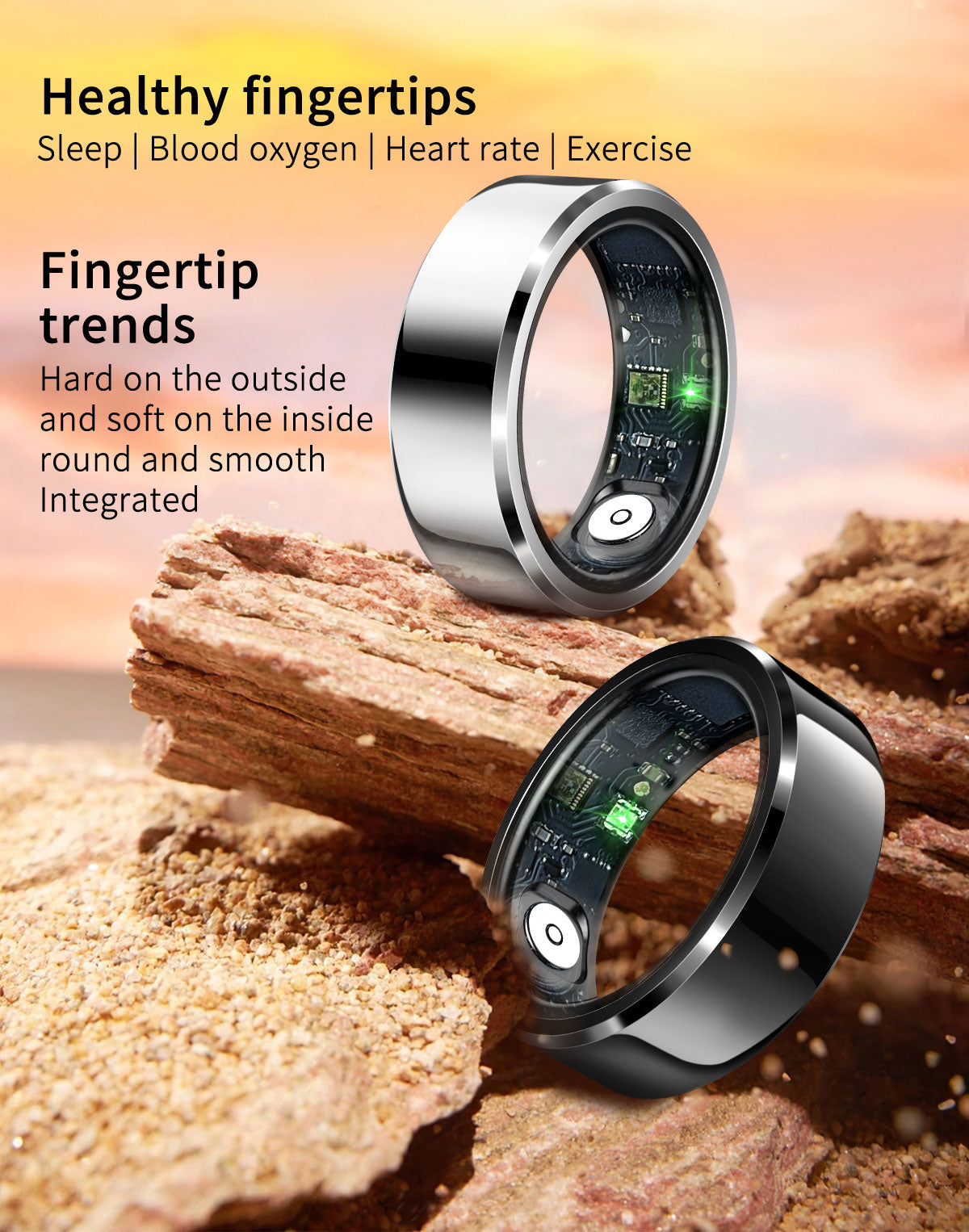 Smart Ring for Men Women, Health Fitness Tracker with Heart Rate/Blood Pressure/Blood Oxygen Monitor,Sleep Tracker,Pedometer, No Subscription