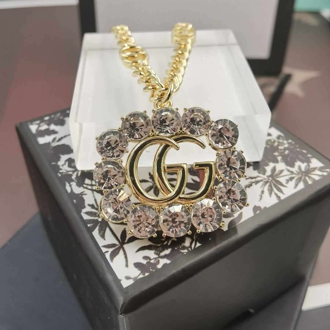 Double G Crystal Diamond Necklace