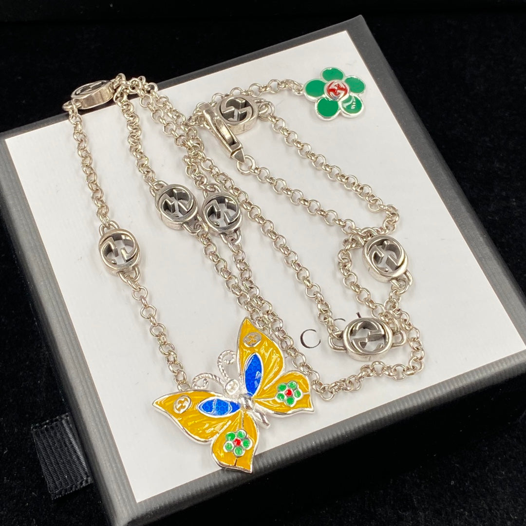 Enamel Craft Butterfly Pendant Necklace