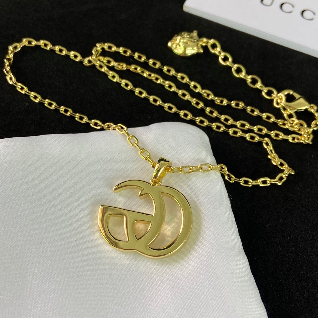 Gold Letter Pendant Tiger Head Necklace