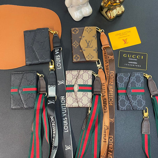 Leather Embossed Crossbody Card Holder