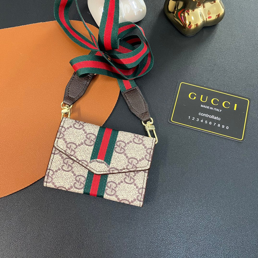 Leather Embossed Crossbody Card Holder