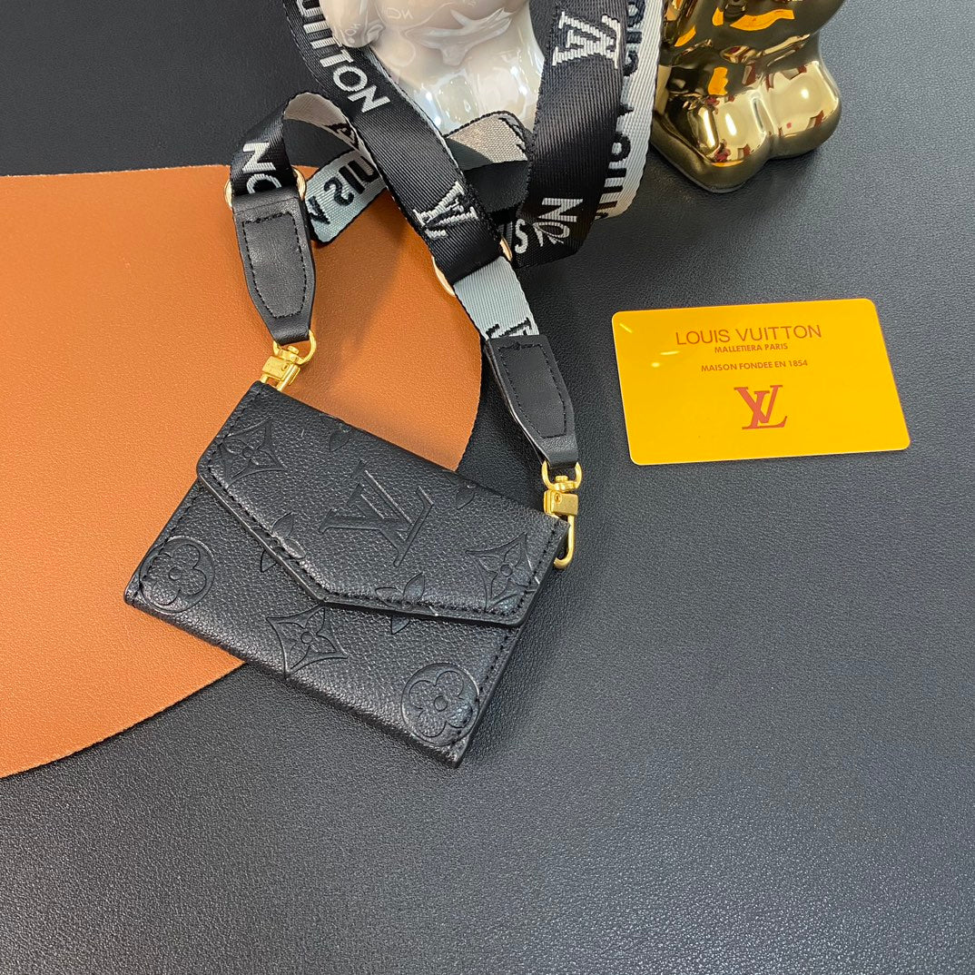 Leather Embossed Crossbody Card Holder