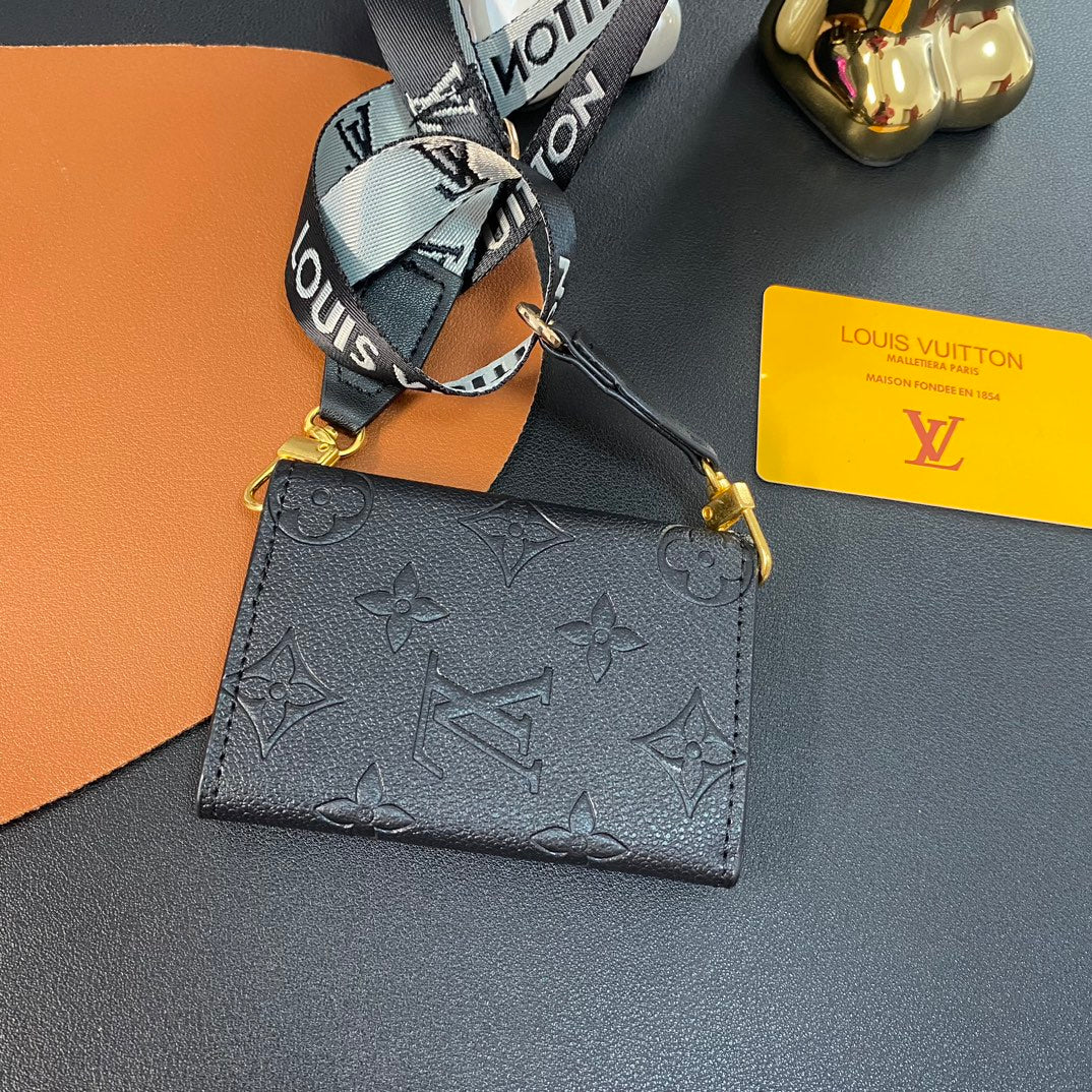 Leather Embossed Crossbody Card Holder