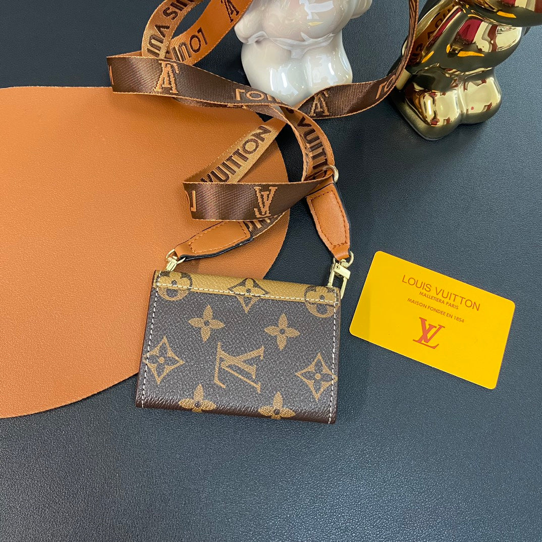 Leather Embossed Crossbody Card Holder