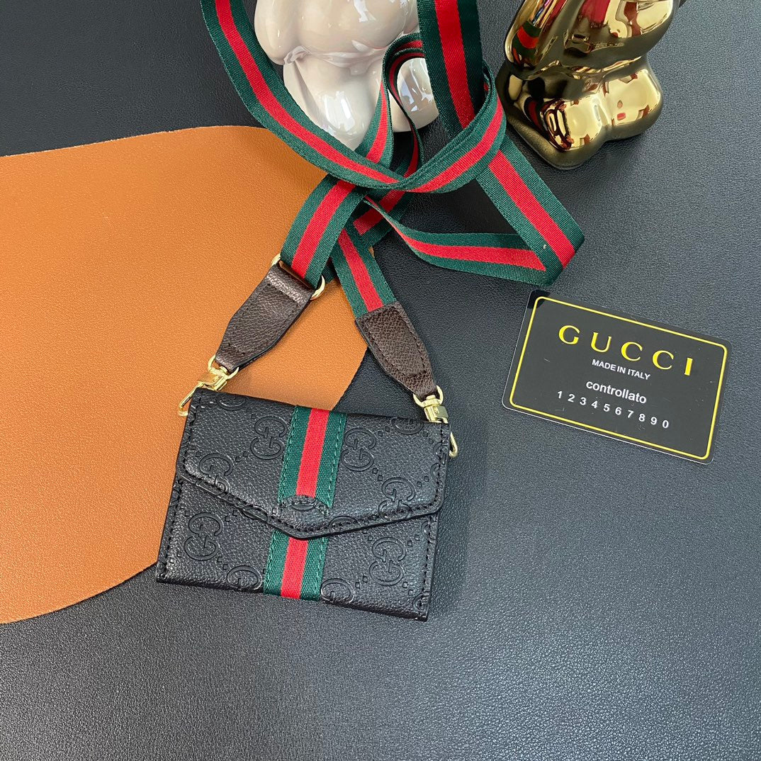 Leather Embossed Crossbody Card Holder