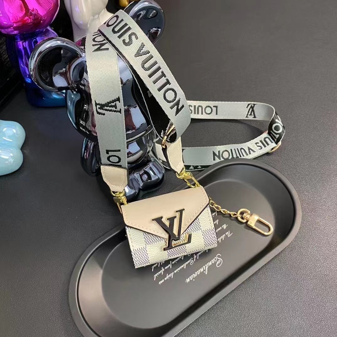 Fashion Leather Earphone Case With Lanyard