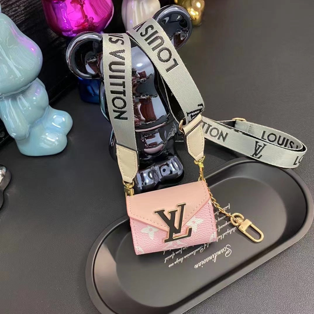 Fashion Leather Earphone Case With Lanyard