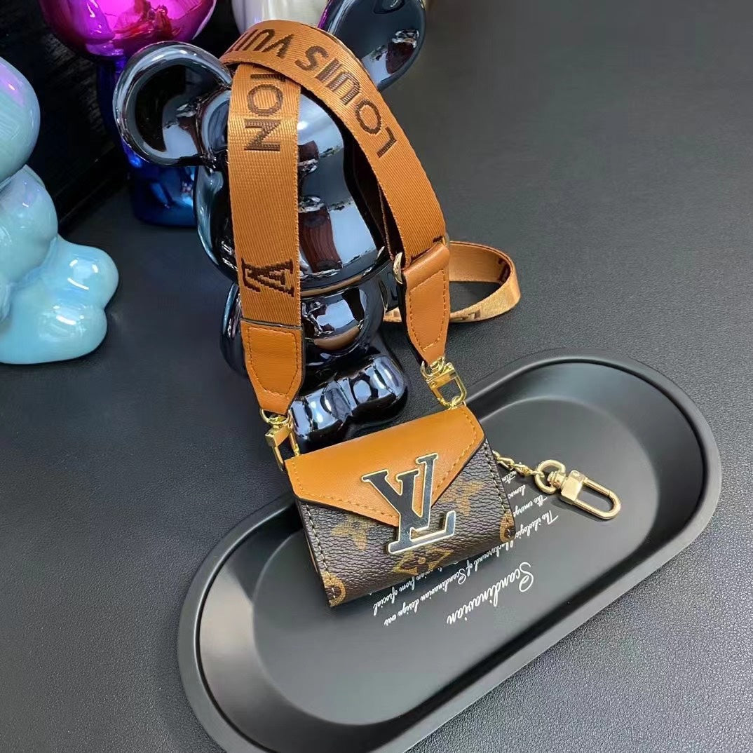 Fashion Leather Earphone Case With Lanyard