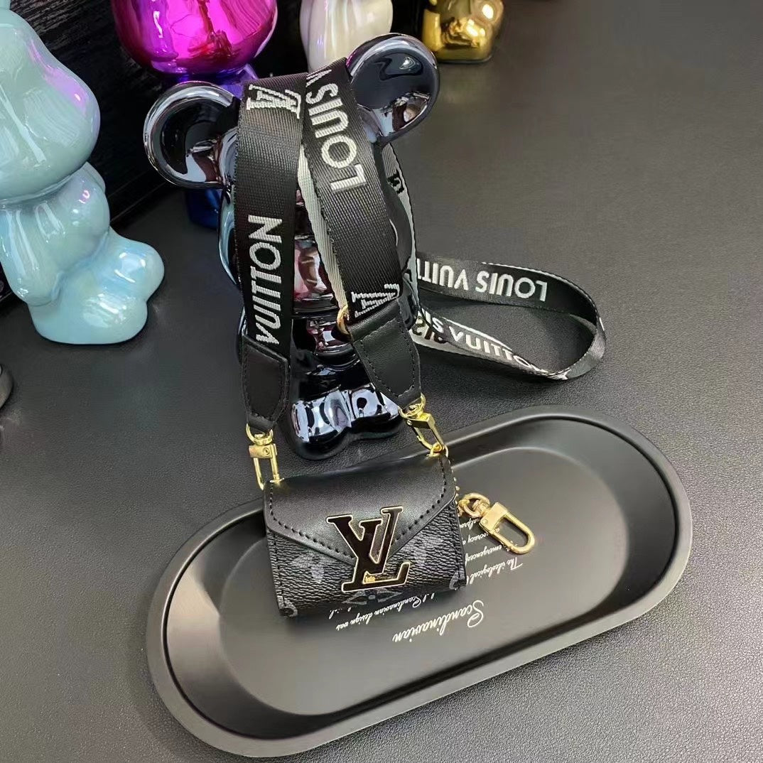 Fashion Leather Earphone Case With Lanyard