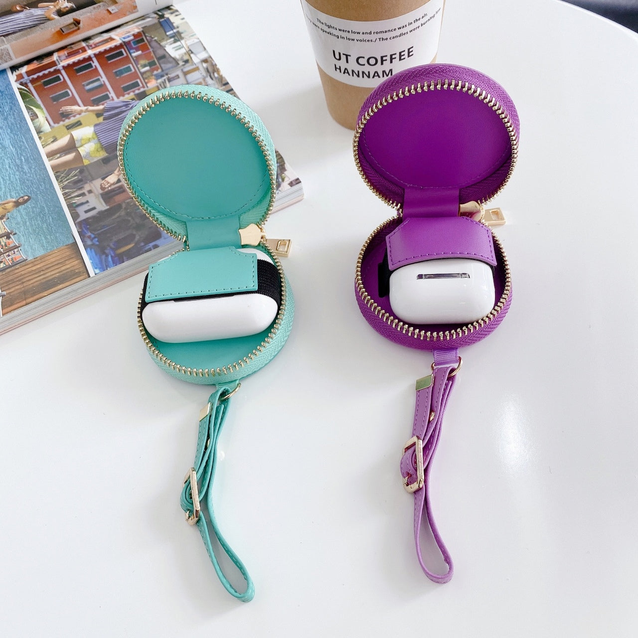 Diamond leather AirPods case